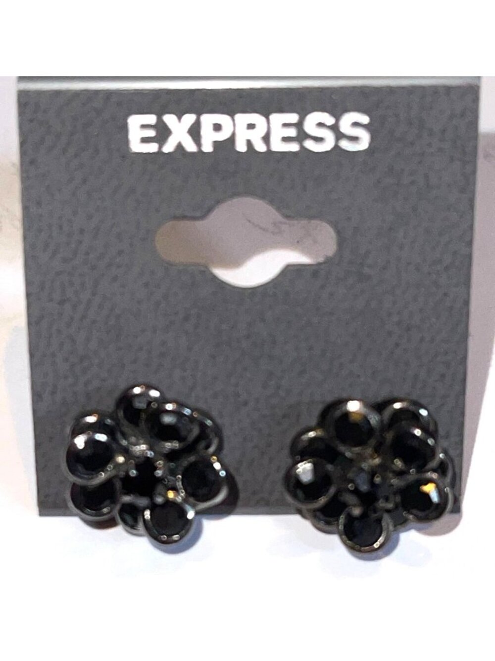 Express Black 3D Flower Shaped Stud Earrings Vintage Y2K Deadstock
